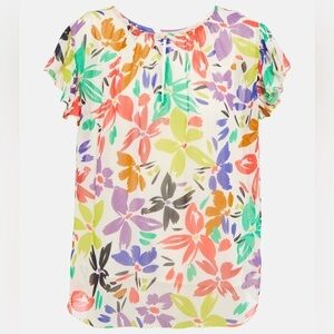Velvet by Graham & Spencer Lucia Flutter Sleeve Top multi size small new w tag